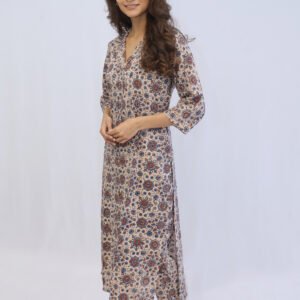 Pure Ajrakh hand block printed Kurta pant set.