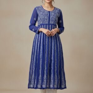 Royal blue Chikankari Georgette