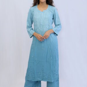 Aqua Elegance Embroidered Kurta Set