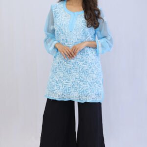 Azure Grace Chikankari Short Kurta